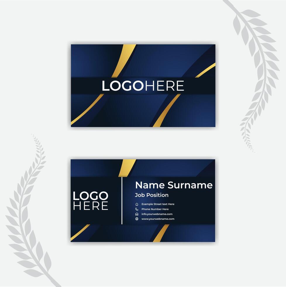 Print Dark blue business card with golden design. vector