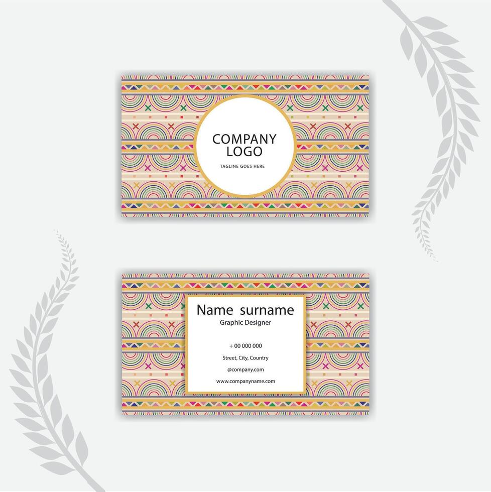 Print Ethnic business card in flat design. vector