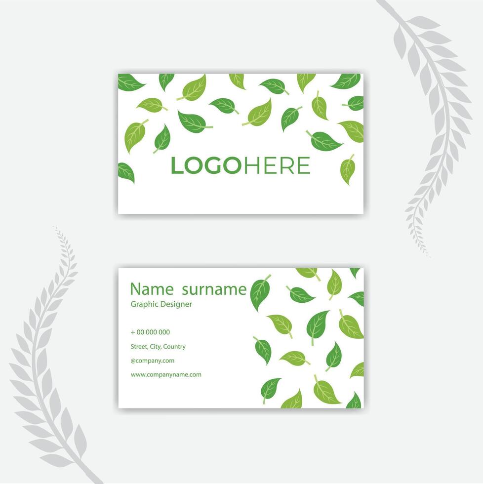 Modern business card with nature design. vector