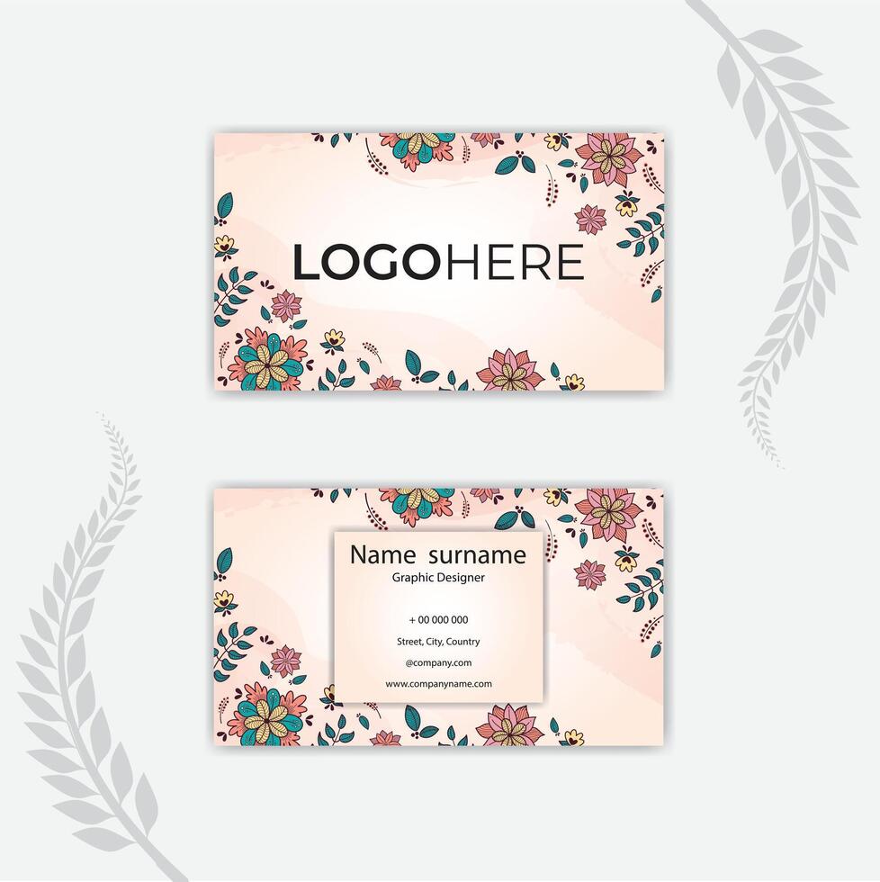 Print Elegant floral business card template. vector