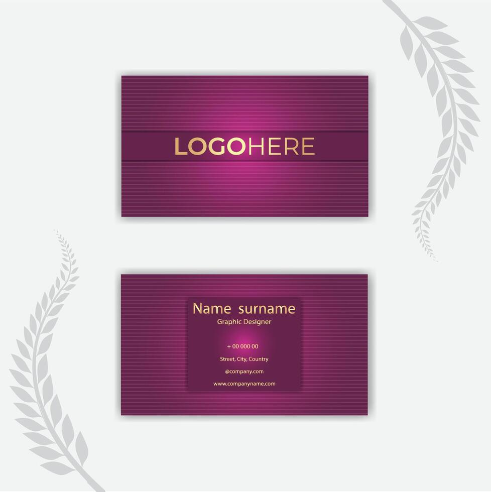 Print light purple color business card. vector