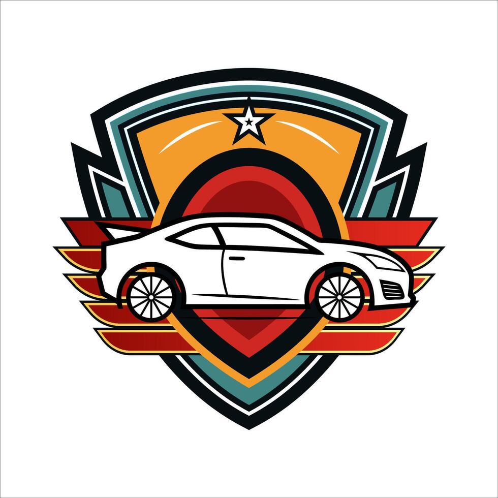 a car logo with wings and a star on it vector