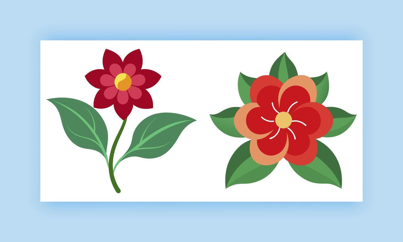 two flowers are shown on a blue background vector