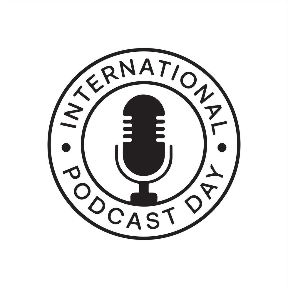 international podcast day logo with microphone vector