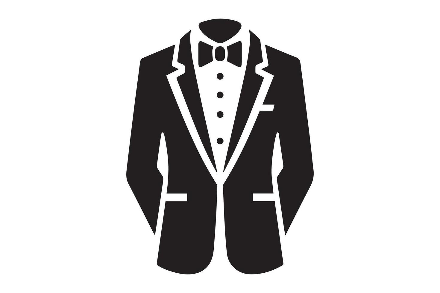 A black and white illustration of a tuxedo vector