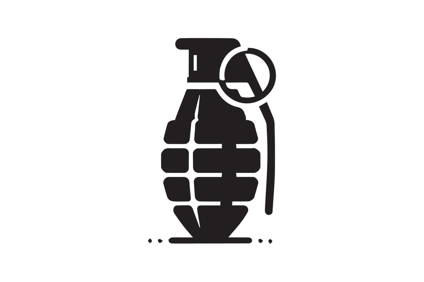A black and white image of a grenade with a gun vector