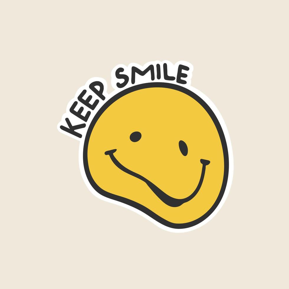 Keep Smile Emoticon Sticker Cute Illustration vector