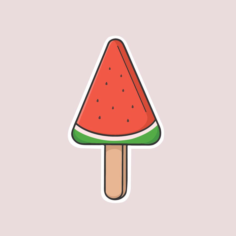 Watermelon Ice Cream Sticker Cute Illustration vector