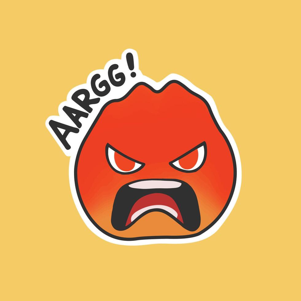 Angry Emoticon Sticker Cute Illustration vector
