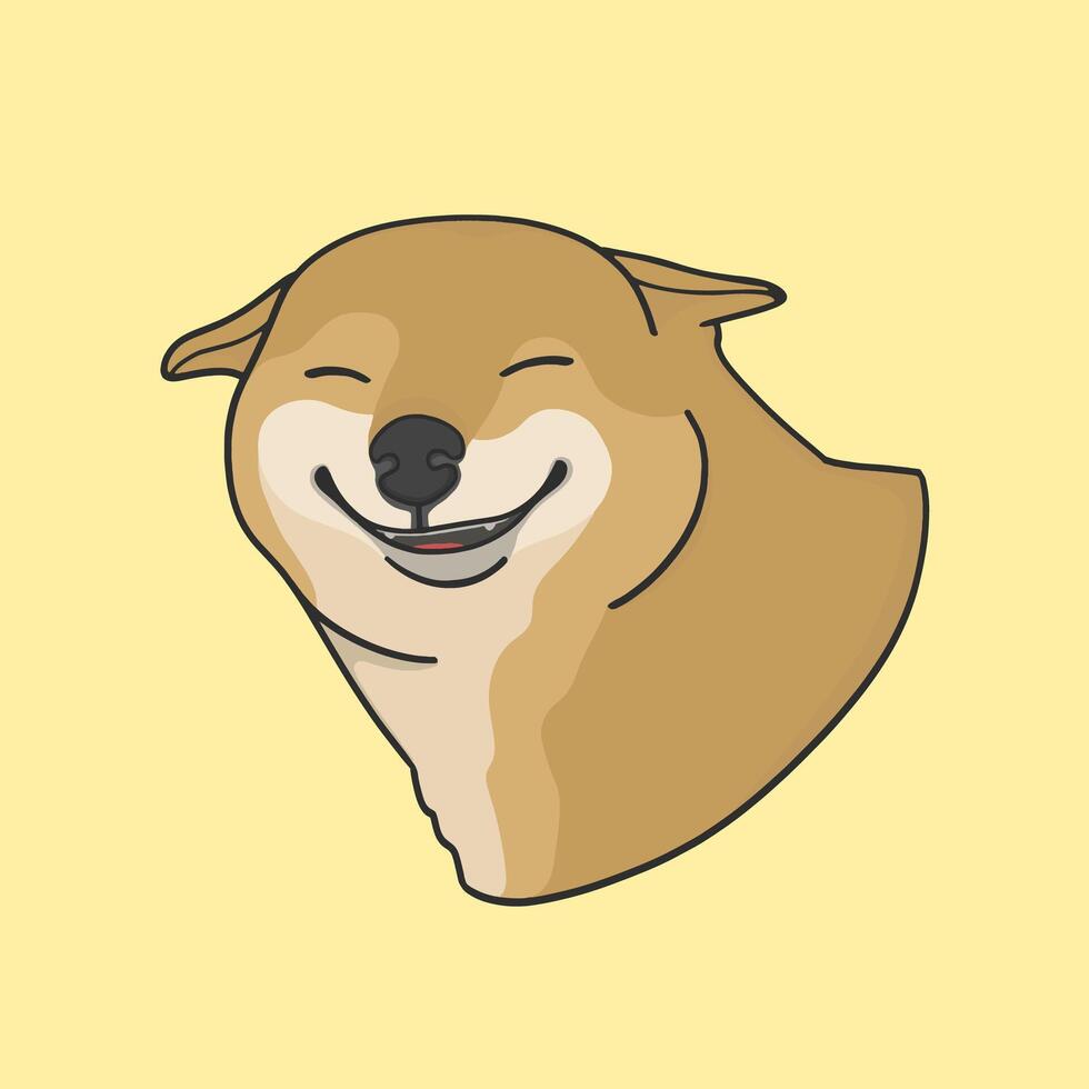 Smiling Dog Meme Sticker Cute Illustration vector