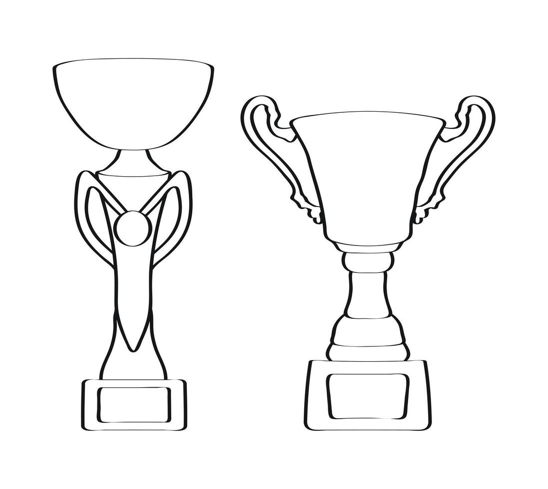 Sport trophy sketch. Hand drawn winners prize on white background vector