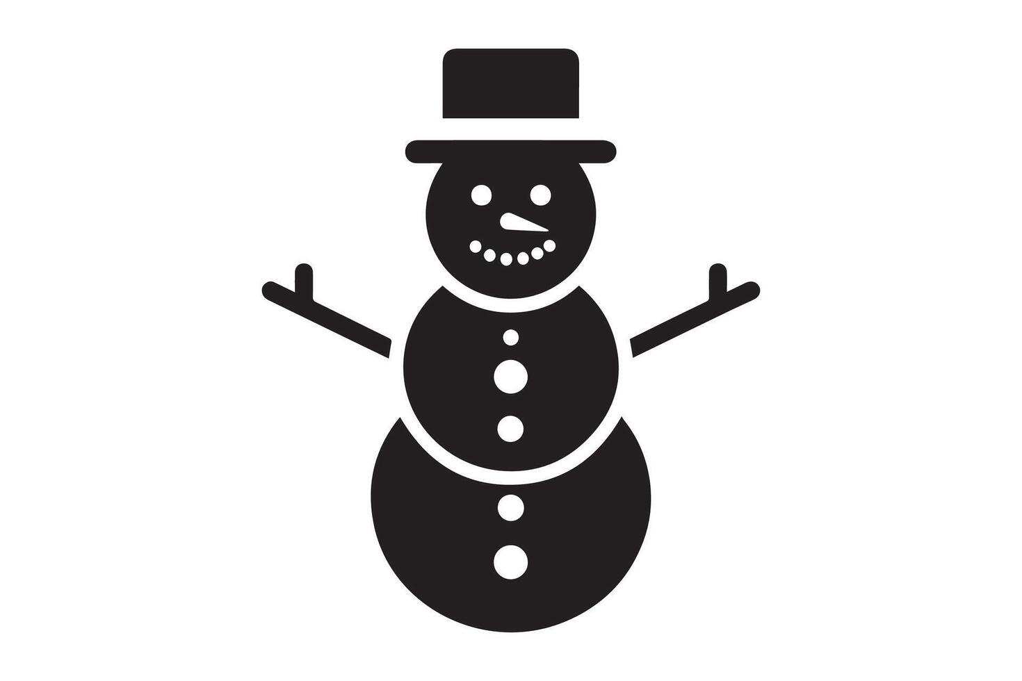 A black and white snowman icon on a white background vector