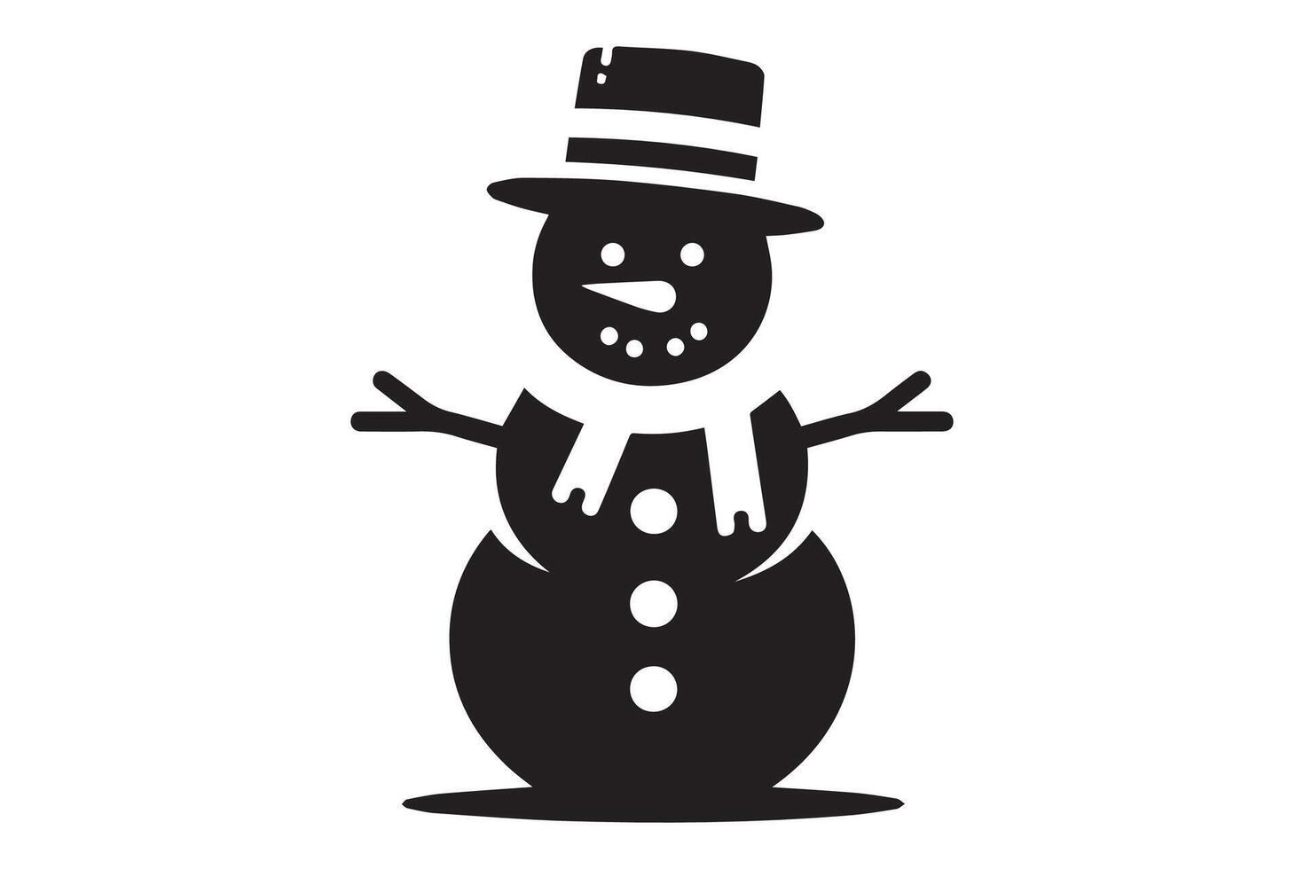 A black and white snowman with hat and scarf vector