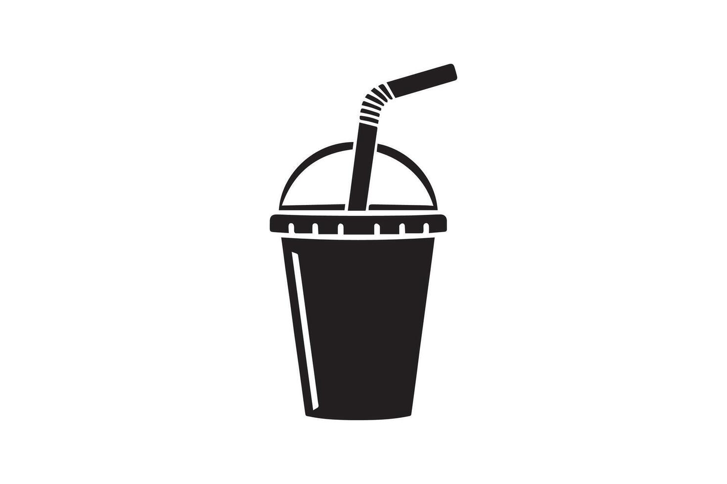 A black and white image of a drink cup with a straw vector
