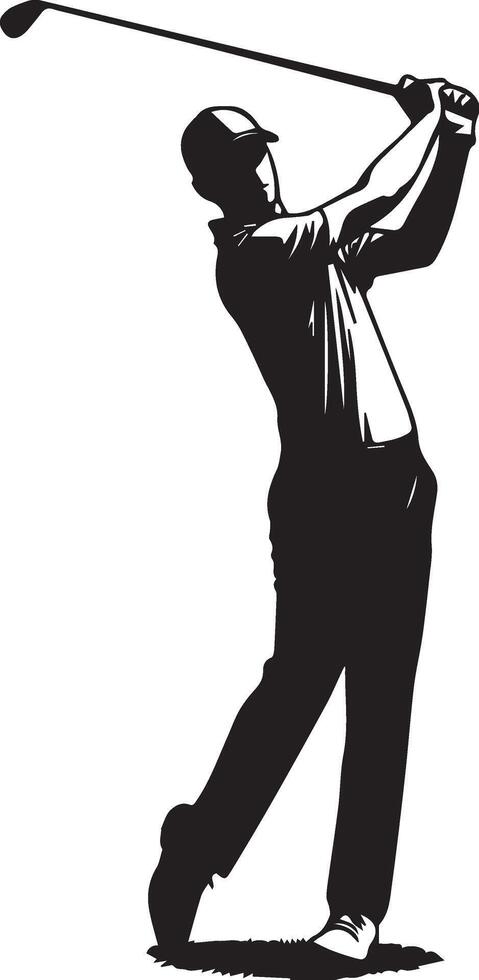 silhouettes of a golfer man playing golf illustration vector