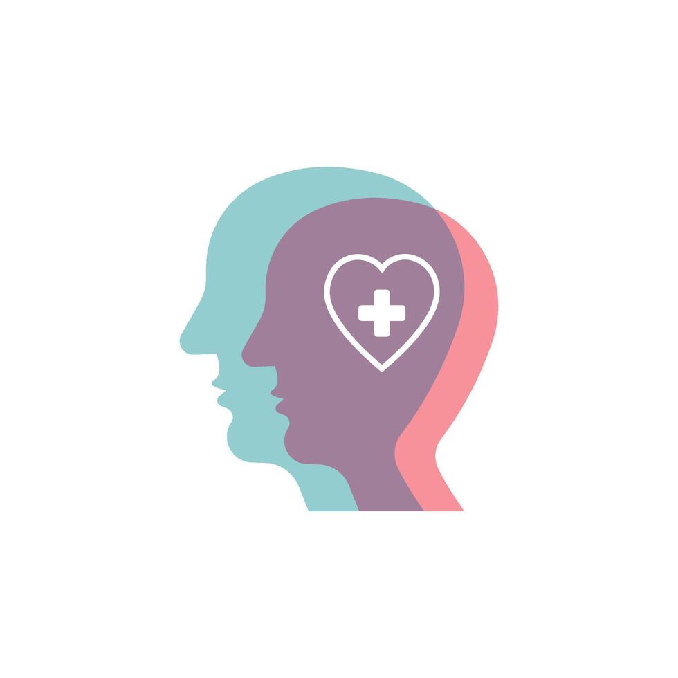 human head with love symbol vector