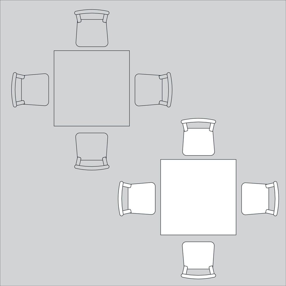 Illustration of a dining table icon, complete with chairs vector