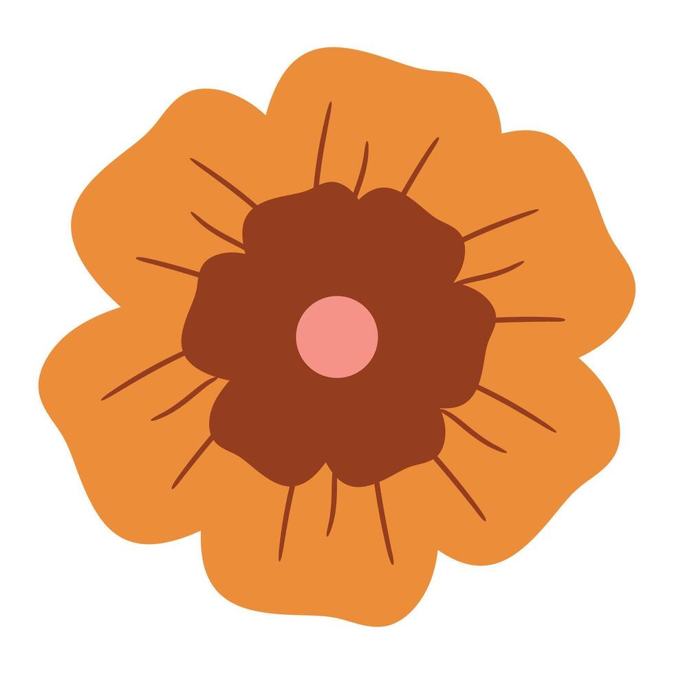 A simple flower illustration with a dark brown center, light pink ring, and lighter brown petals on a plain white background, showcasing depth and clarity vector