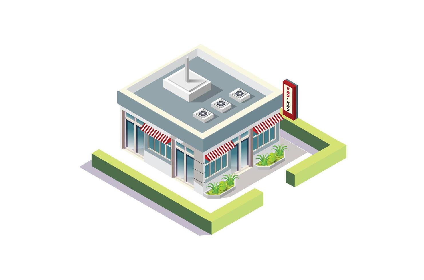 isometric illustration of modern japanese shop building suitable for infographics and digital assets vector