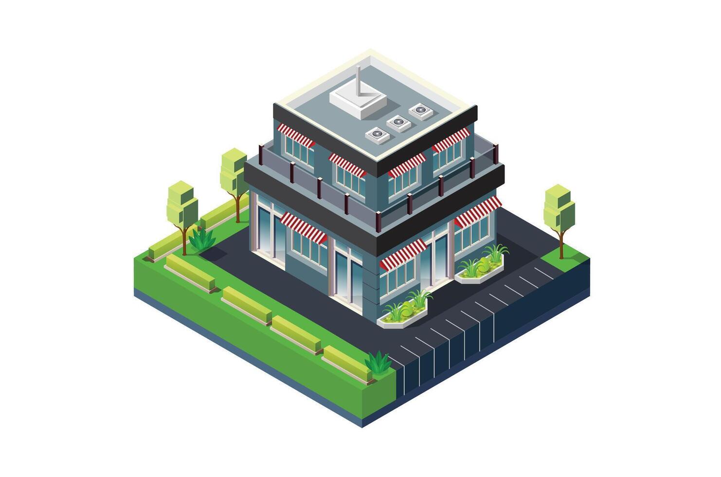 isometric illustration of modern japanese shop building suitable for infographics and digital assets vector