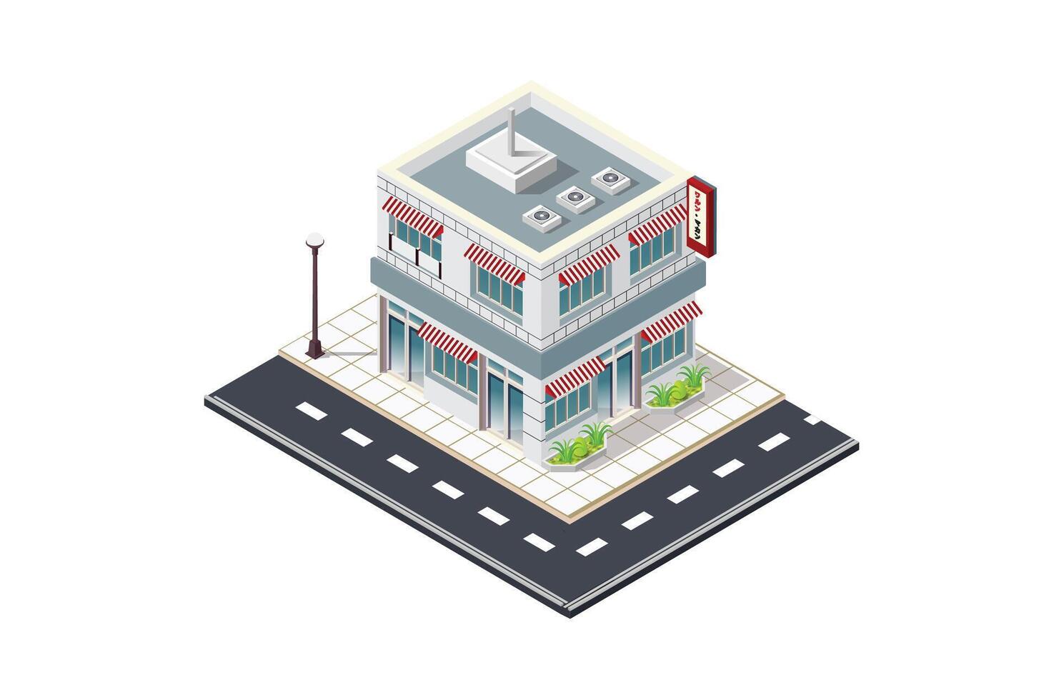 isometric illustration of modern japanese shop building suitable for infographics and digital assets vector