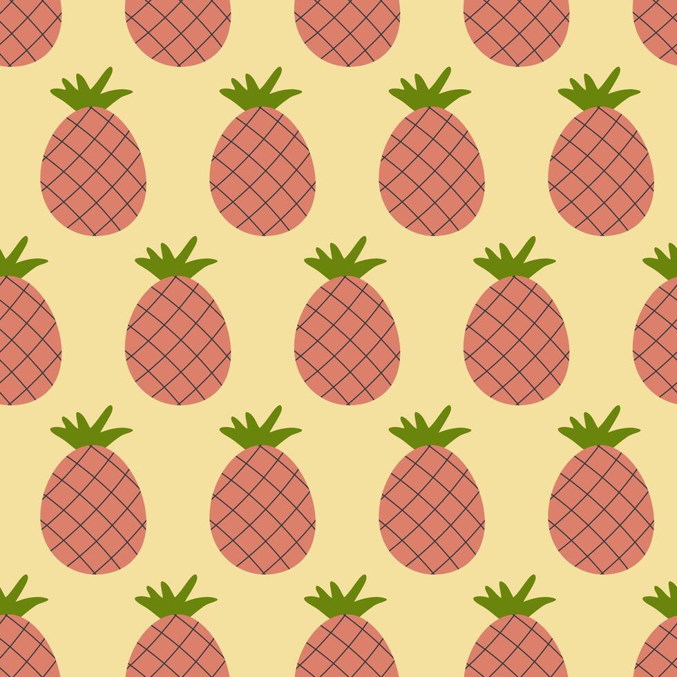 Modern art minimalist style pineapples seamless pattern. Perfect for banner, textile, fabric, paper, label, sale. Hand drawn illustration. vector