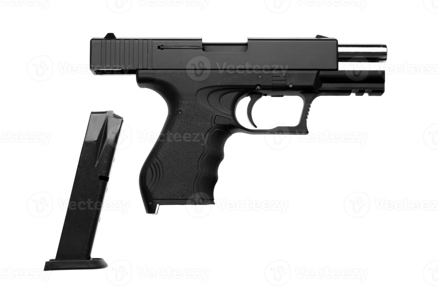 black gun pistol isolated on white photo