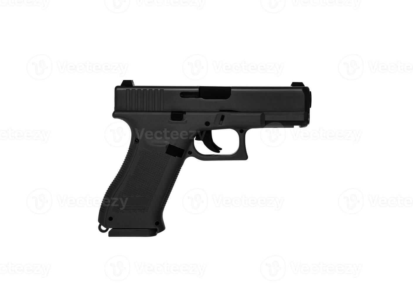 Sports pneumatic pistol isolate on a white back. Air gun. Weapons for sports and recreation. A copy of a real pistol. photo