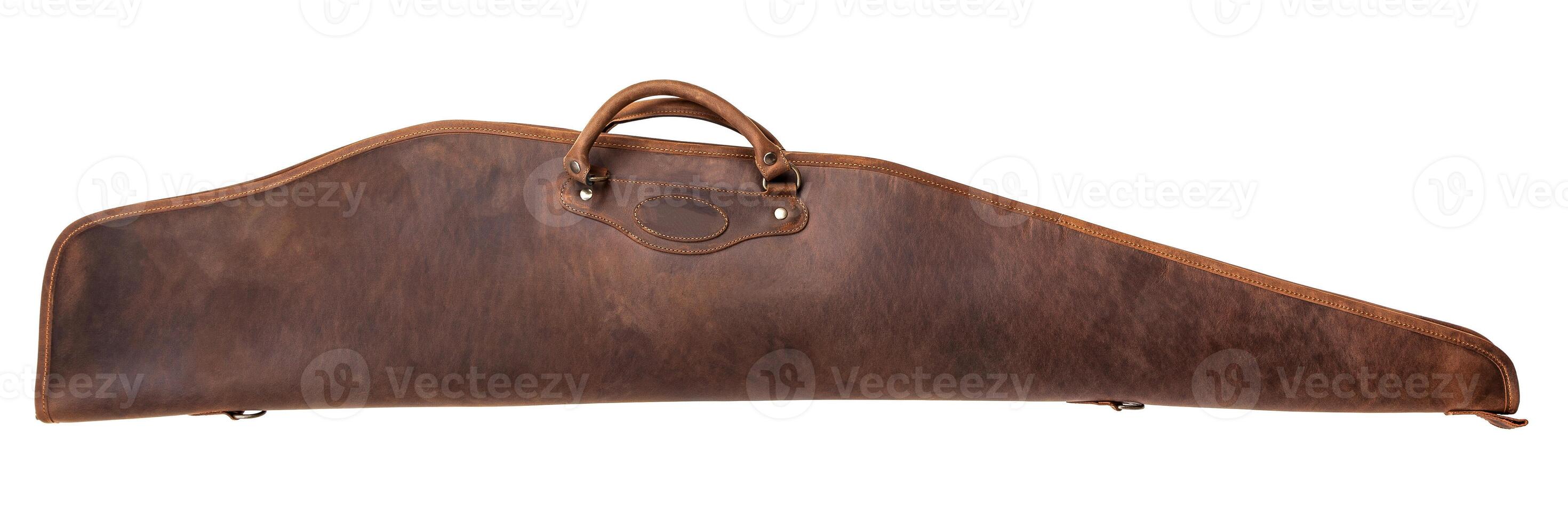 leather brown case for a gun isolated on white photo