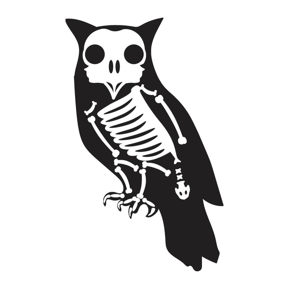Silhouette Sitting Owl Bird Roentgen Skeleton Bone vector