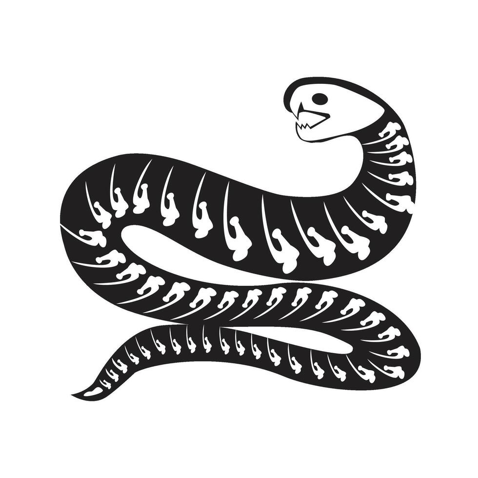 Silhouette Aggressive Snake Roentgen Skeleton Bone vector