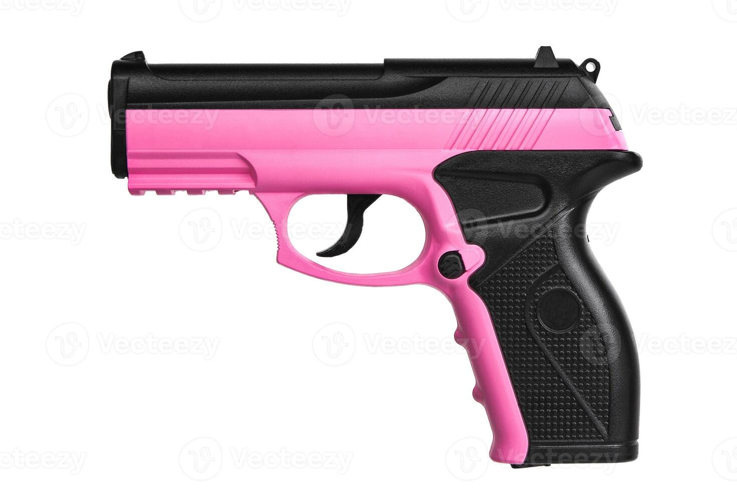 Modern pink air pistol isolated on white back photo