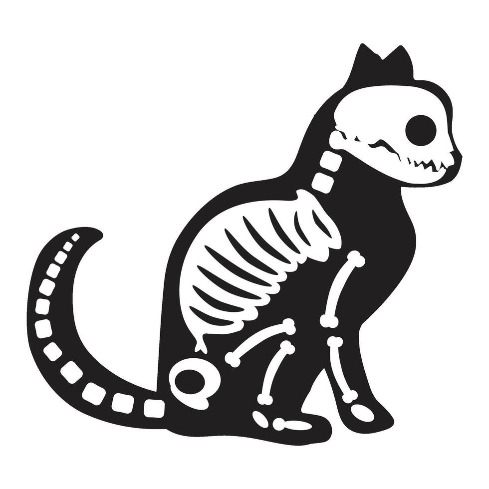 Silhouette Sitting Cat Roentgen Skeleton Bones vector