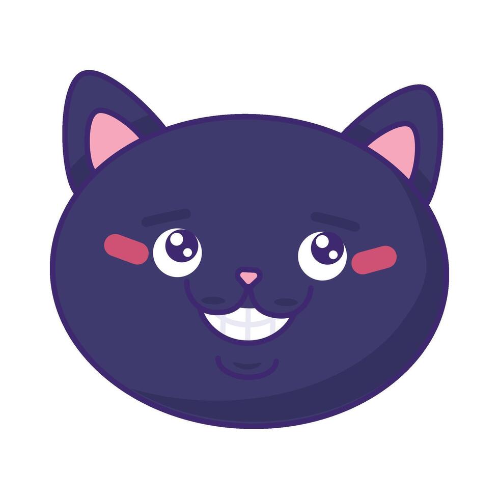 Well Groomed Cat With Dark Fur Shows Perfect Teeth vector