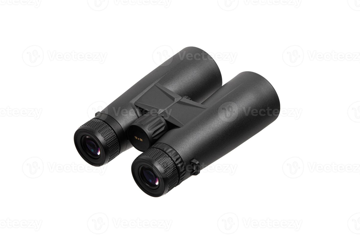 Modern binoculars. An optical instrument for observation at long distances. Isolate on a white back. photo