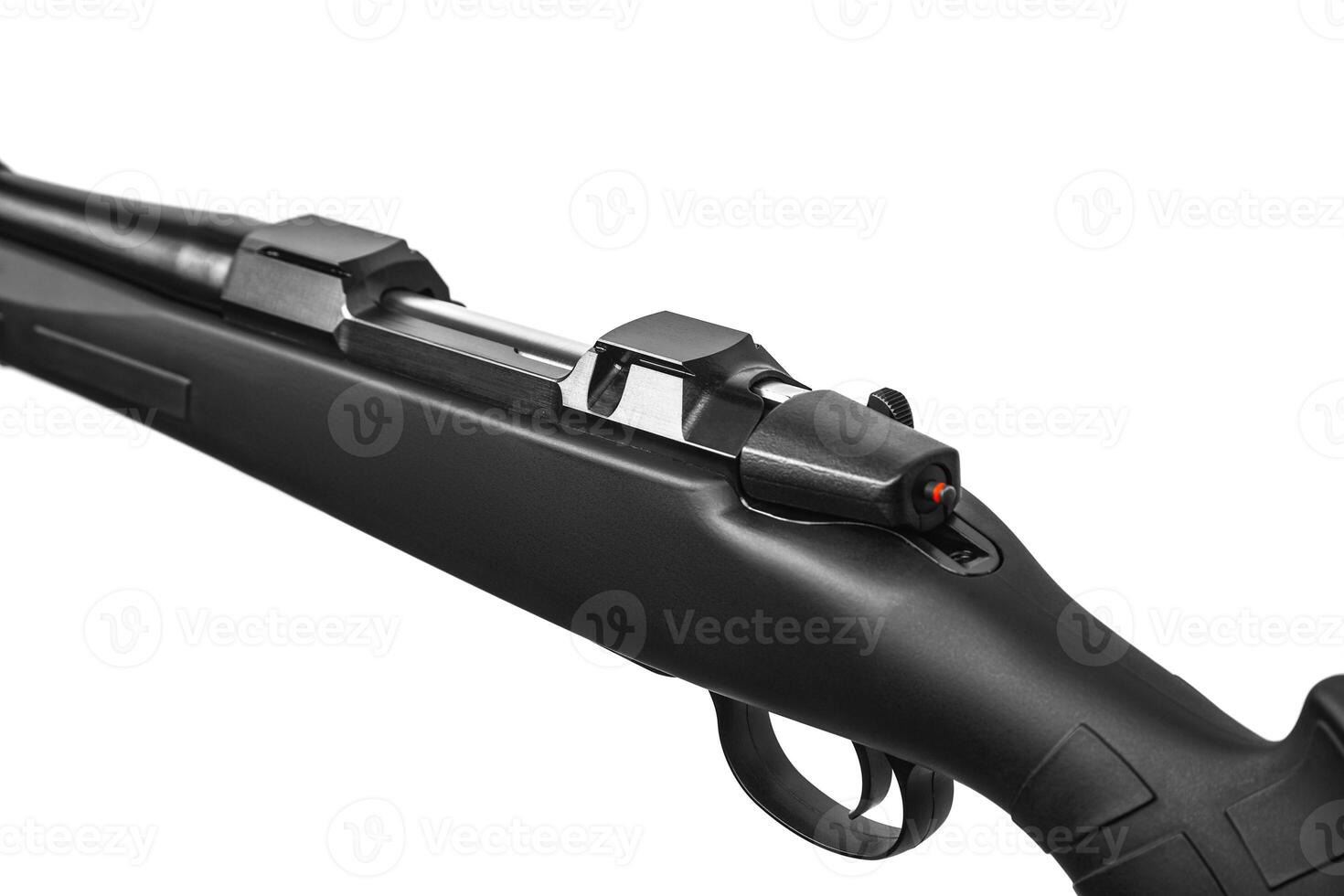 Modern bolt carbine isolated on white background. Hunting rifle with sliding bolt photo