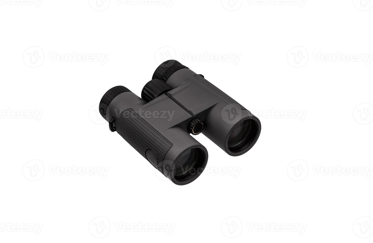 Modern binoculars isolate on a white back. Long-distance observation device. photo