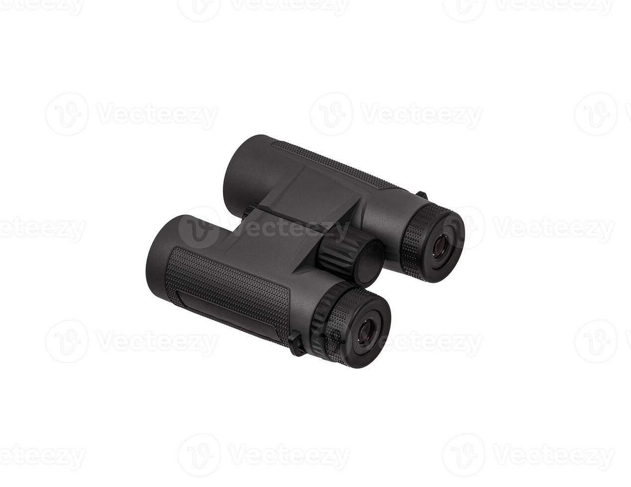 Modern binoculars isolate on a white back. Long-distance observation device. photo