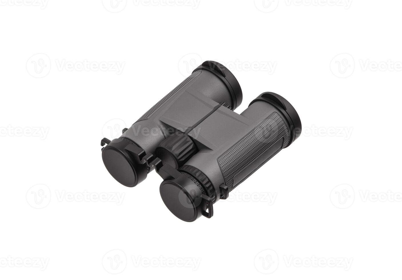 Modern binoculars isolate on a white back. Long-distance observation device. photo