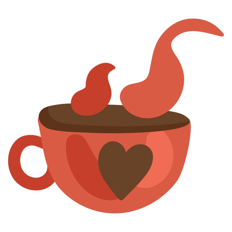 Red Coffee Cup With Heart Ornate Steam Over Mug vector