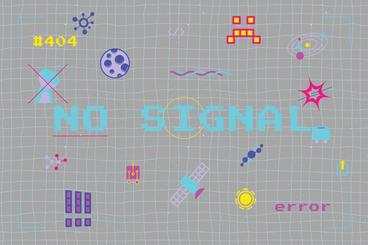 Neon Bright Background with No Signal Text vector