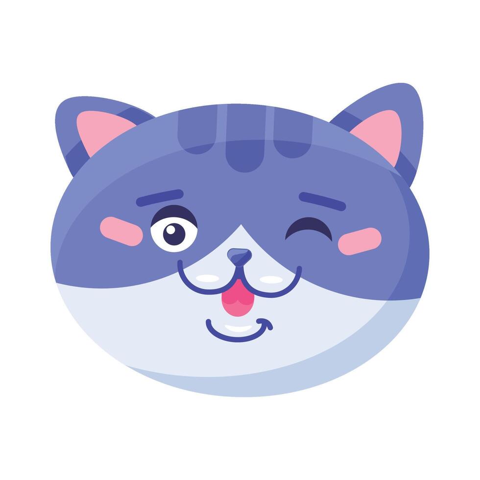 Fluffy Tabby Cat Winks His Eye Cheerfully vector
