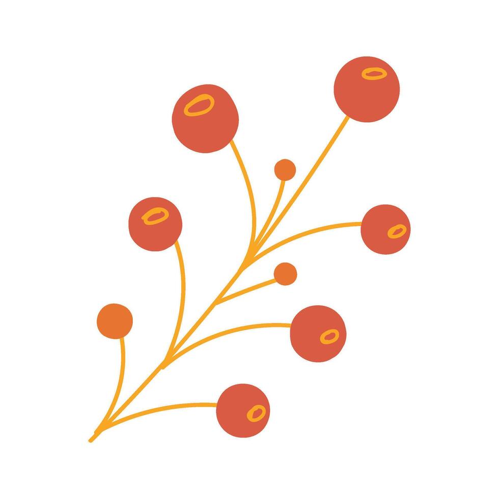 Sprig Of Round Ripe Forest Berries Stem Icon vector
