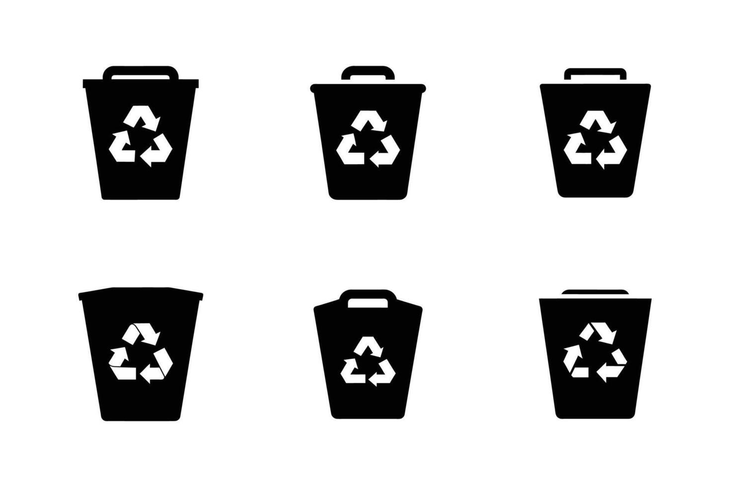Dust bin logo icon set design silhouette isolated on white background vector