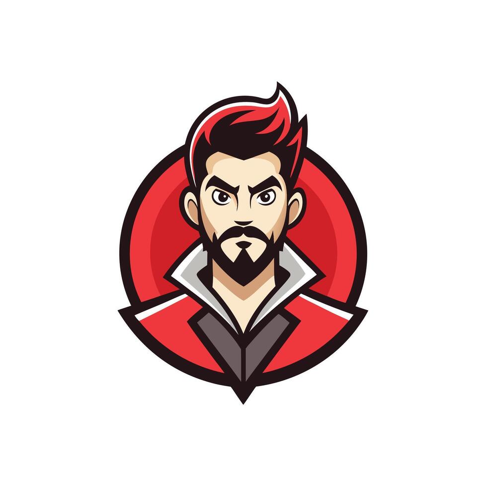 Stylish man mascot logo icon design isolated badge style vector