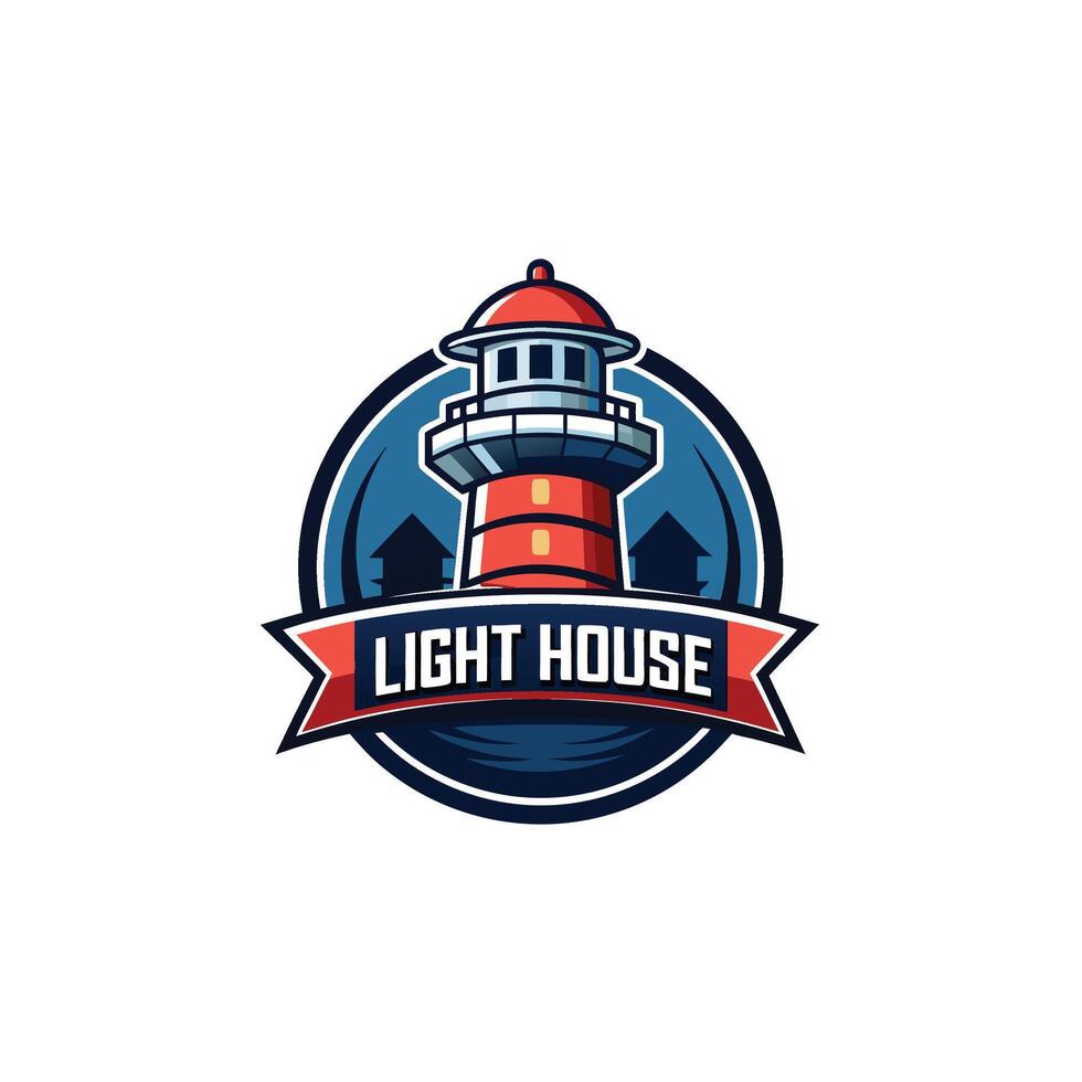 Light house with text mascot logo icon vector