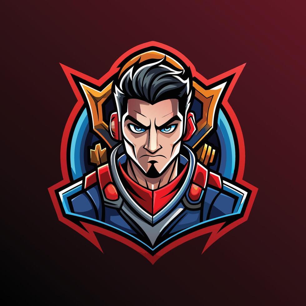 Angry Man mascot logo icon design digital technology vector