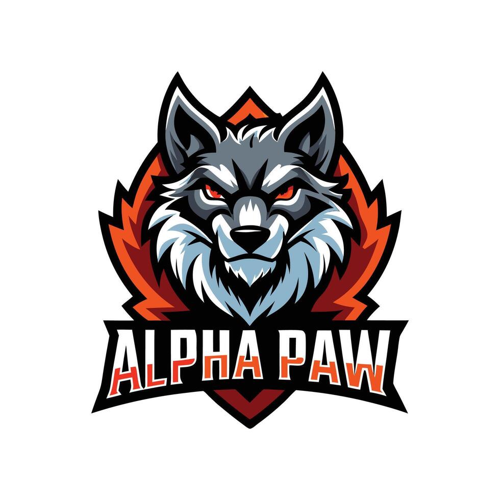 Wolf mascot logo icon design with text alpha paw badge style isolated vector