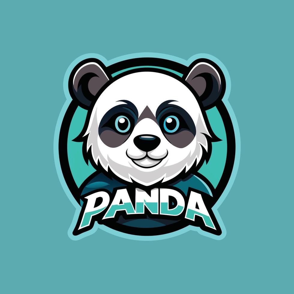Panda mascot logo icon design with text panda badge style vector