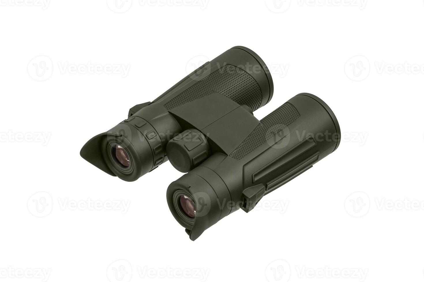 Modern binoculars isolate on white back. Surveillance device. Device for viewing at a distance. photo